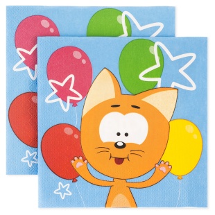 Сервировочные салфетки, Котенок Котэ, С Днем Рождения!, 33*33 см, 20 шт.