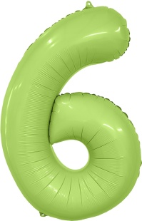 Шар (40''/102 см) Цифра, 6 Slim, Мистик, Фисташка, Сатин, 1 шт. в уп.