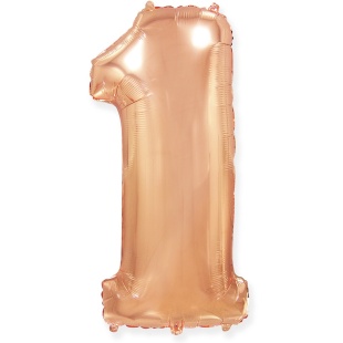 Шар (40''/102 см) Цифра, 1, Розовое Золото, 1 шт. в уп.