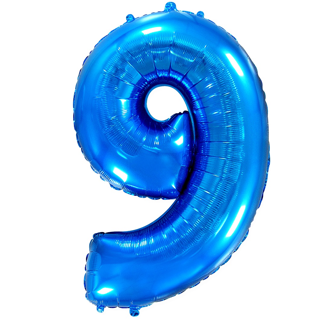 Шар (40''/102 см) Цифра, 9, Синий, 1 шт. в уп.