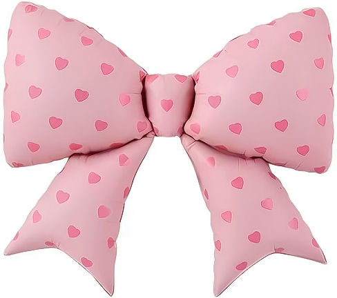 Шар (38''/97 см) Фигура, Бант, Сердечки, Розовый, 1 шт.