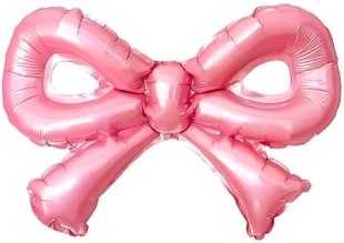 Шар с клапаном (12''/30 см) Мини-фигура, Бантик, Розовый, 5 шт. в уп.