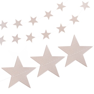 Гирлянда-подвеска Звезда, Пудровый, 220 см, 6 см*20 шт, 1 упак.