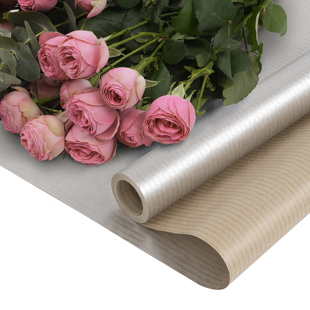 Упаковочная бумага, Крафт 40гр (0,68*10 м) Серебро, 1 шт.