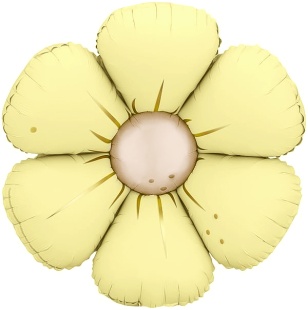 Шар (25''/64 см) Цветок, Ромашка (надув воздухом), Желтый, Сатин, 1 шт.