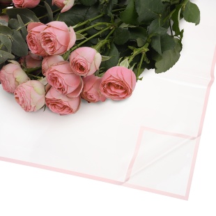 Упаковочная пленка 47мкр (0,57*0,57 м) Узкая кайма, Прозрачный/Розовый, Глянец, 20 шт.