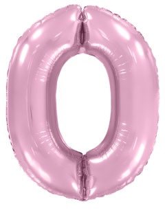 Шар (40''/102 см) Цифра, 0, Розовый, Макарунс, 1 шт.