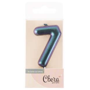 Свеча Цифра, 7, Фантом, Хамелеон, 4*6 + 2,5 см, 1 шт. с держат.