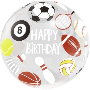 Шар с клапаном (18''/46 см) Сфера, Спортивный микс, Прозрачный, Кристалл, 1 шт. в уп.