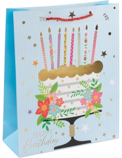 Пакет подарочный, 210гр, Воздушный День Рождения, Металлик, 32*26*10 см, 1 шт.