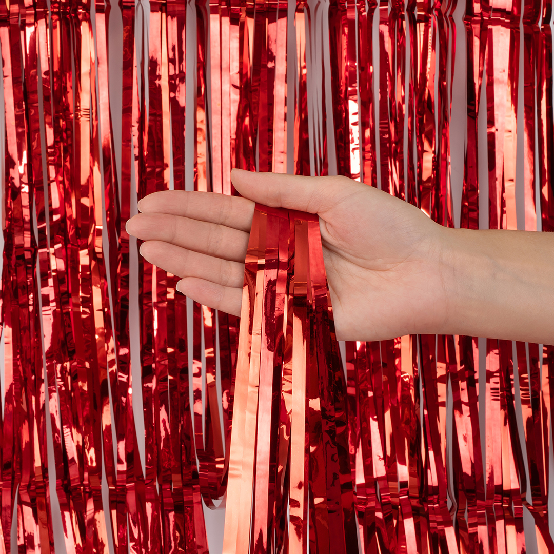 Занавес Дождик Красный, Металлик, 100*200 см, 1 шт.