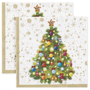 Сервировочные салфетки, Новогодняя елка, 33*33 см, 20 шт.