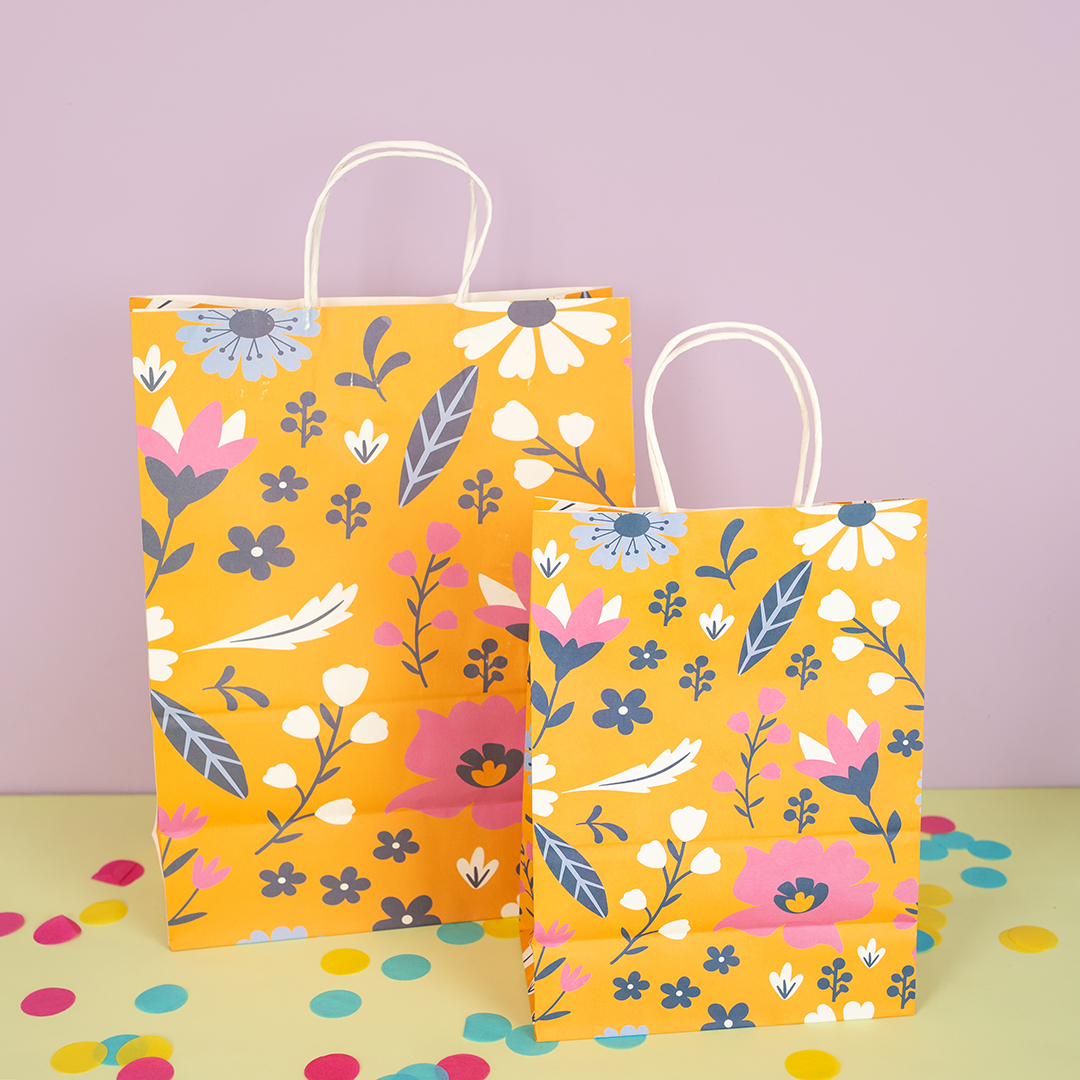 Пакет подарочный, Крафт 120гр, Цветочный орнамент, Дизайн №3, 25,5*18,5*9,5 см, 1 шт.