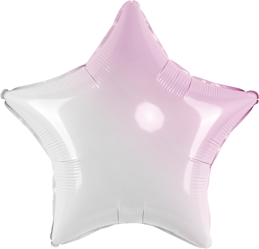 Шар (18''/46 см) Звезда, Розовый, Градиент, 1 шт.