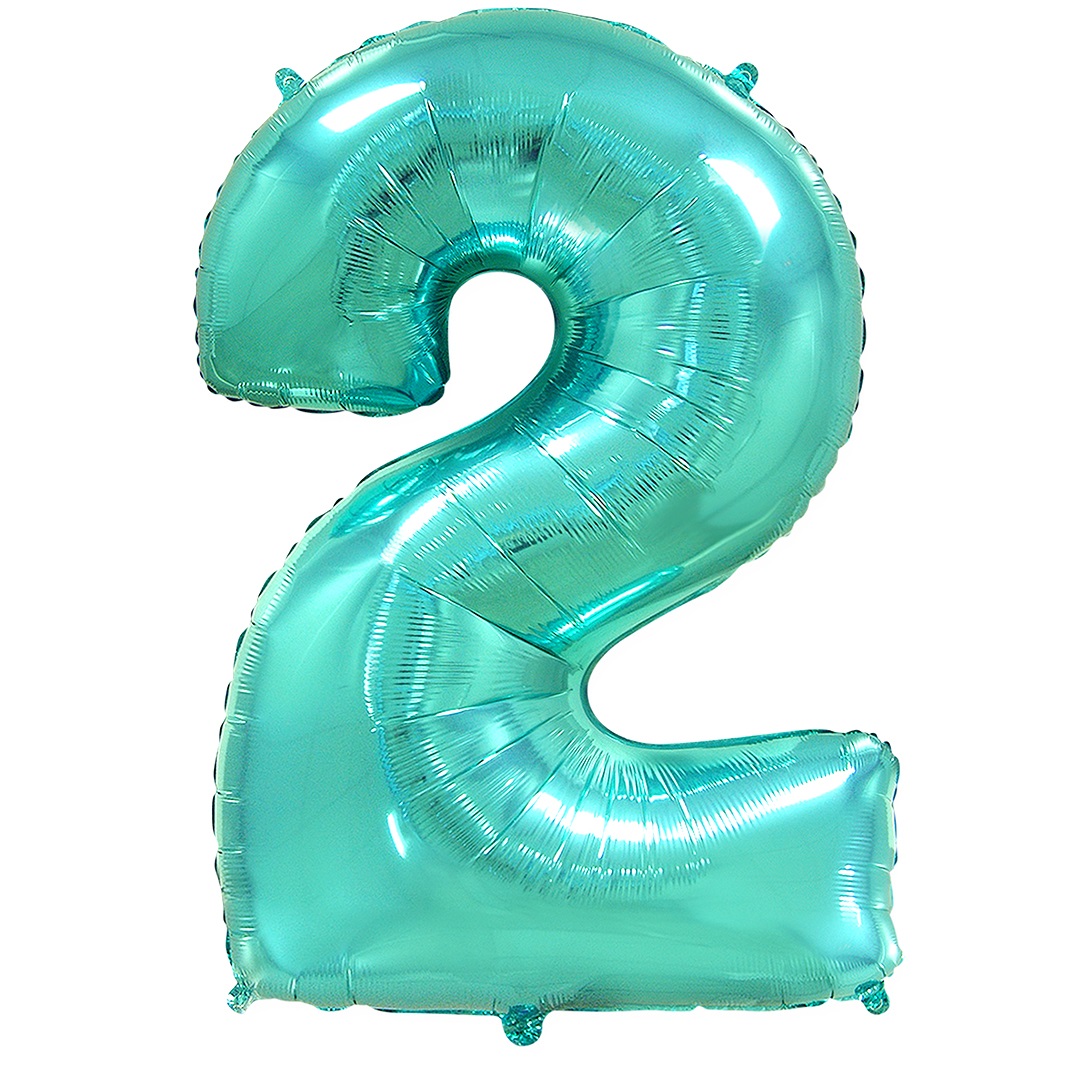 Шар (40''/102 см) Цифра, 2, Тиффани, 1 шт. в уп.
