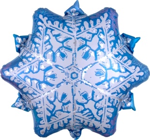 Шар (22''/56 см) Фигура, Снежинка, Голубой/Серебро, 1 шт. в уп.