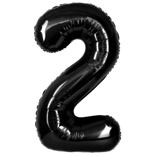 Шар (40''/102 см) Цифра, 2, Черный, Металлик, 1 шт. в уп.