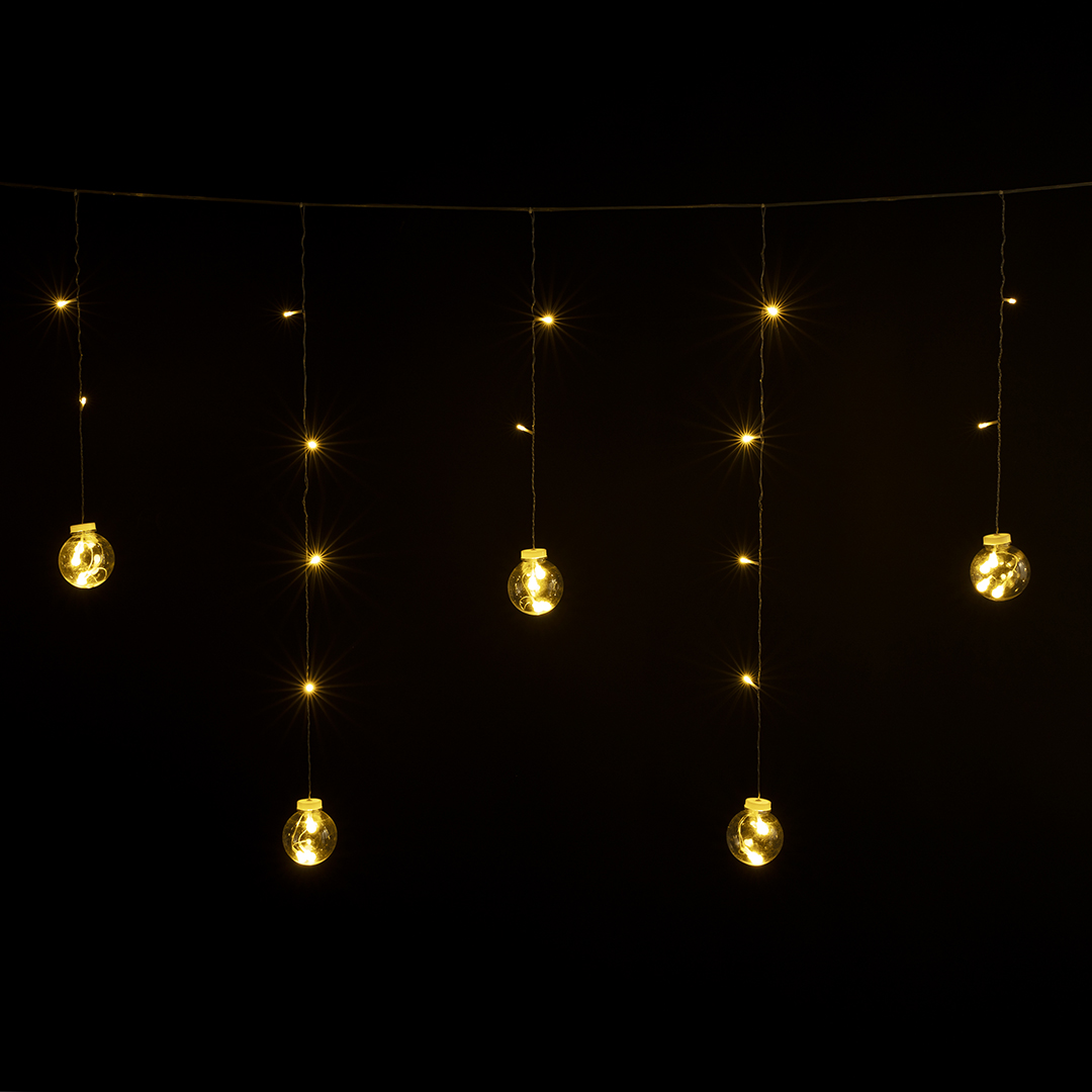 Светодиодная гирлянда Лампочки, 108 LED, 12 фигур, 8 режимов, IP 14, 1*3,5 м. Теплый белый, 1 шт.