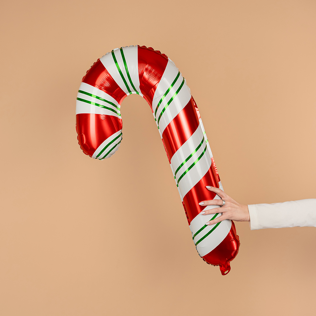 Шар (38''/97 см) Фигура, Леденец трость (надув воздухом), Красный/Зеленый, 1 шт.