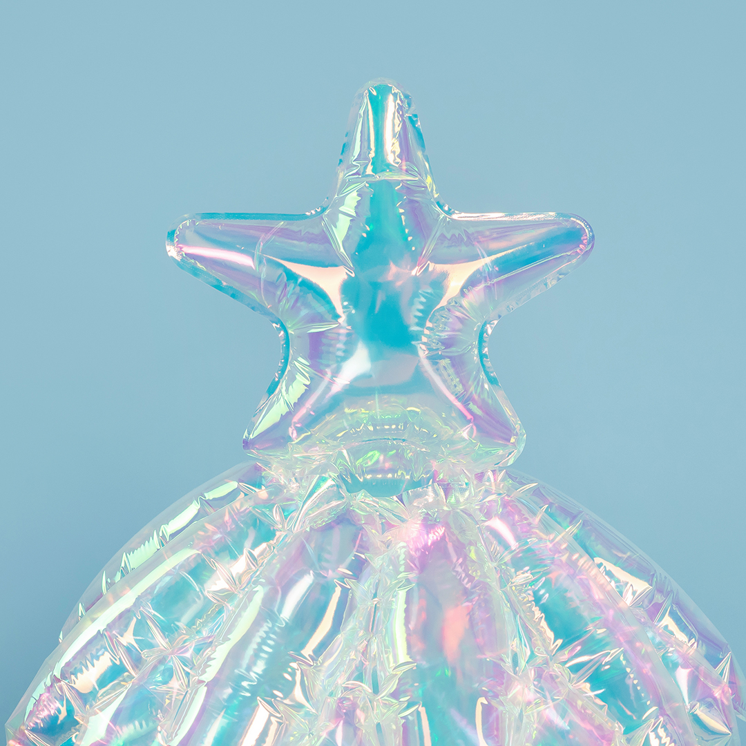 Шар (39''/99 см) Фигура 3D, Новогодняя елочка, Прозрачный, Хамелеон, 1 шт. в уп.