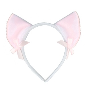 Ободок, Ушки с бантиками, Белый/Розовый, 1 шт. 