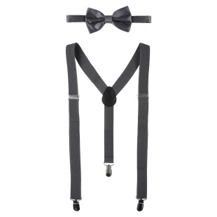 Карнавальный набор, Джентльмен Элегант (подтяжки, галстук-бабочка), Серый, 1 шт. 