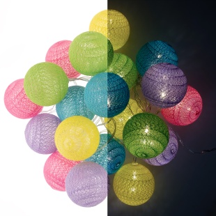 Светодиодная гирлянда Хлопковые клубочки, 20 Led, IP14, 3 м. Классный микс, 1 шт.