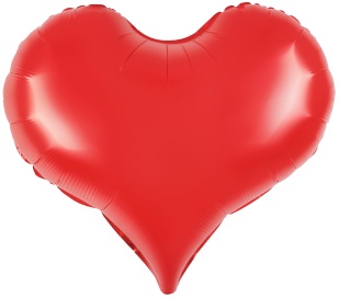 Шар (24''/61 см) Сердце, Люкс, Королевский красный, Сатин, 1 шт. в уп.