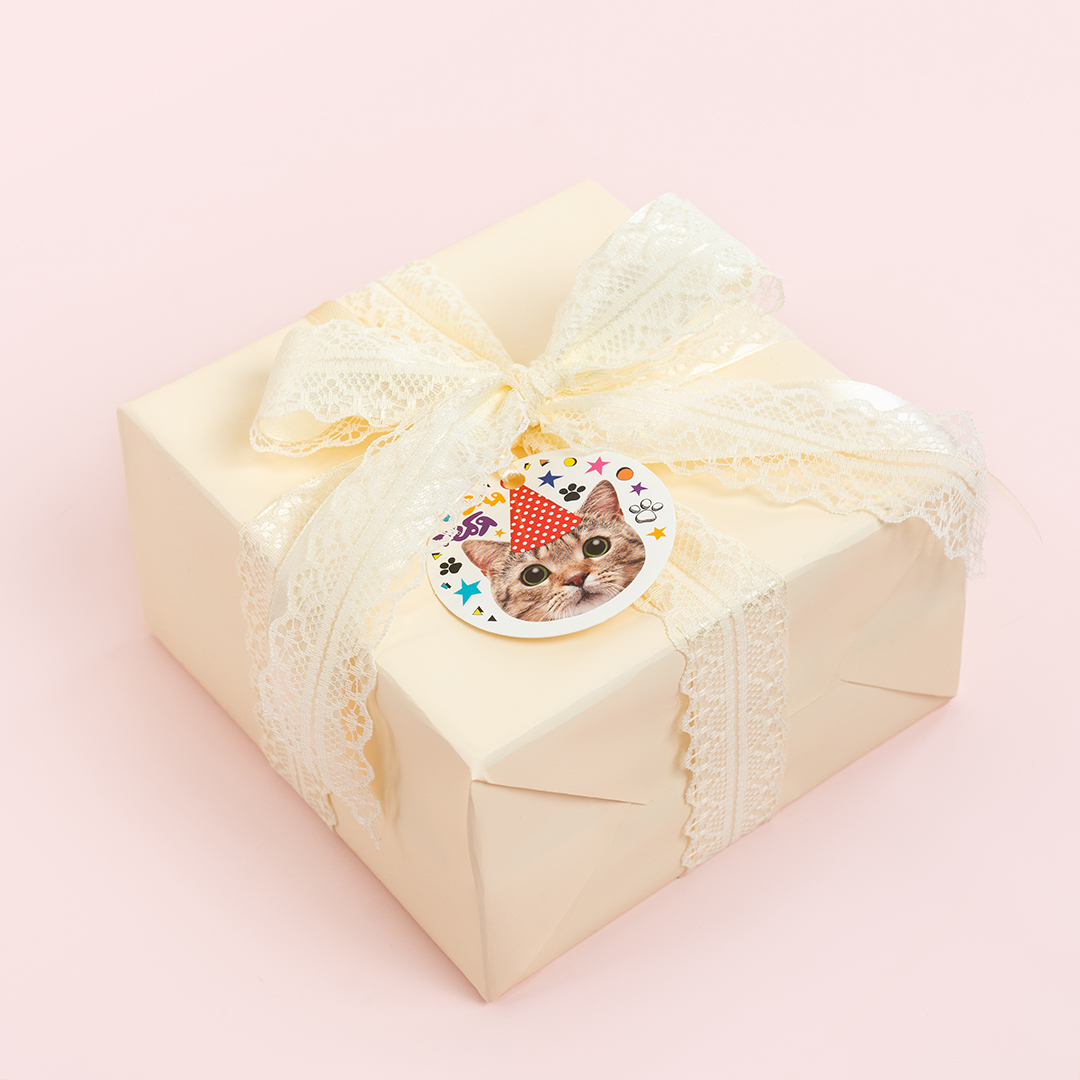 Бирки для подарков, Круг, Для Тебя (котик в колпачке), 5,4 см, 20 шт.