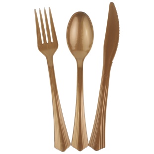 Набор столовых приборов, Вилки,Ложки,Ножи: 3*6 шт, 17-18 см, Матовое золото, 18 шт. в упак. 