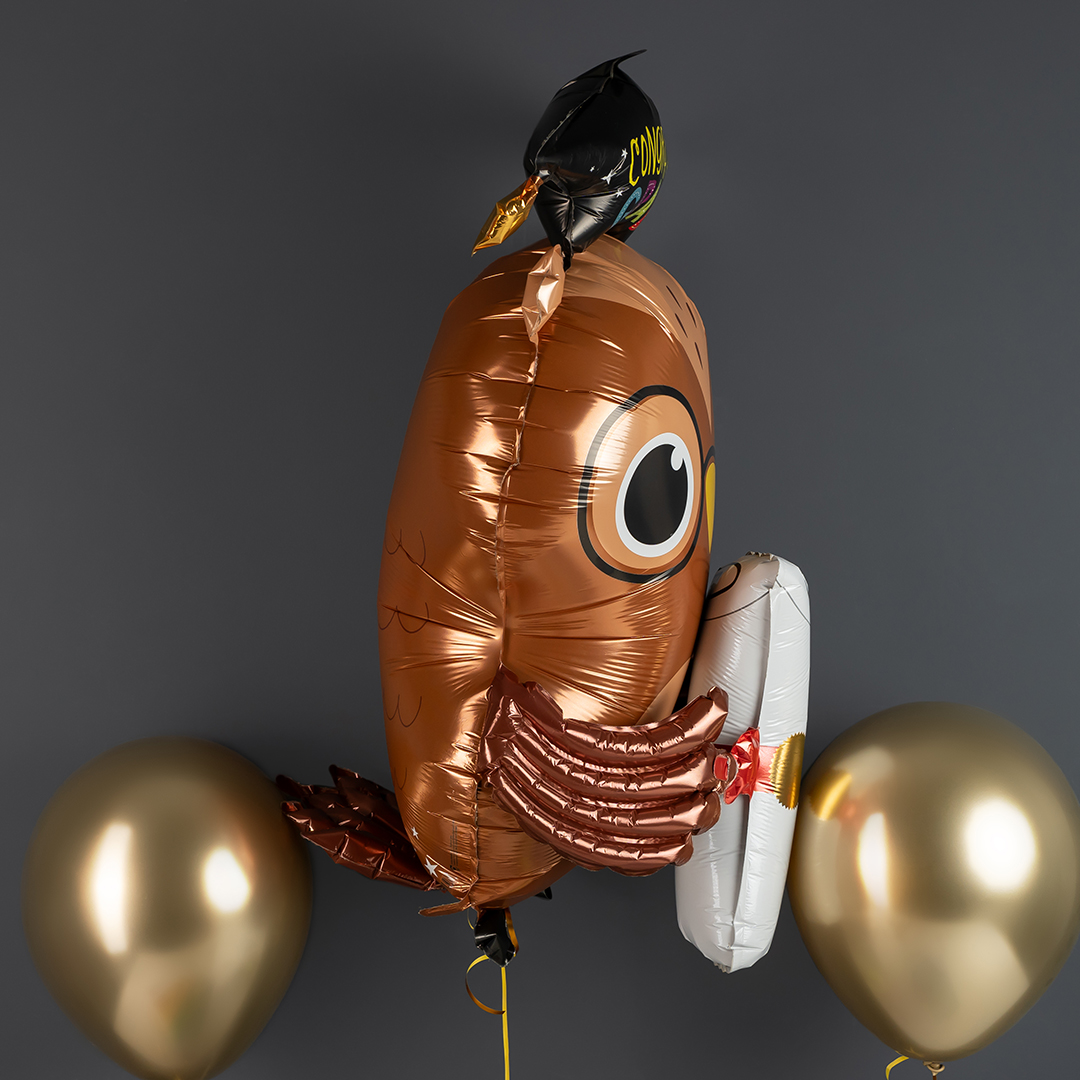 Шар 3D (30''/76 см) Фигура, Сова Выпускник, 1 шт. в уп.
