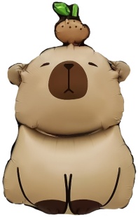 Шар с клапаном (17''/43 см) Мини-фигура, Капибара с апельсинкой, 1 шт.