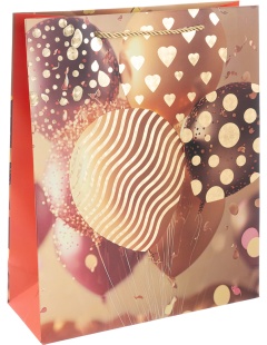 Пакет подарочный, 210гр, Невероятные шарики, Дизайн №2, Золото, Металлик, 32*26*10 см, 1 шт.