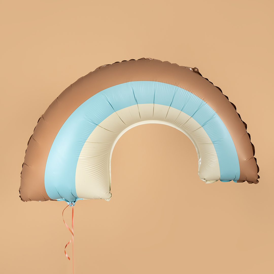 Шар (32''/81 см) Фигура, Радуга, Голубой, Сатин, 1 шт. в уп.