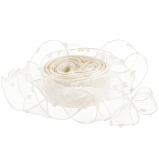 Лента декоративная (2,5 см*9,14 м) Воздушные точки, Кремовый, 1 шт.