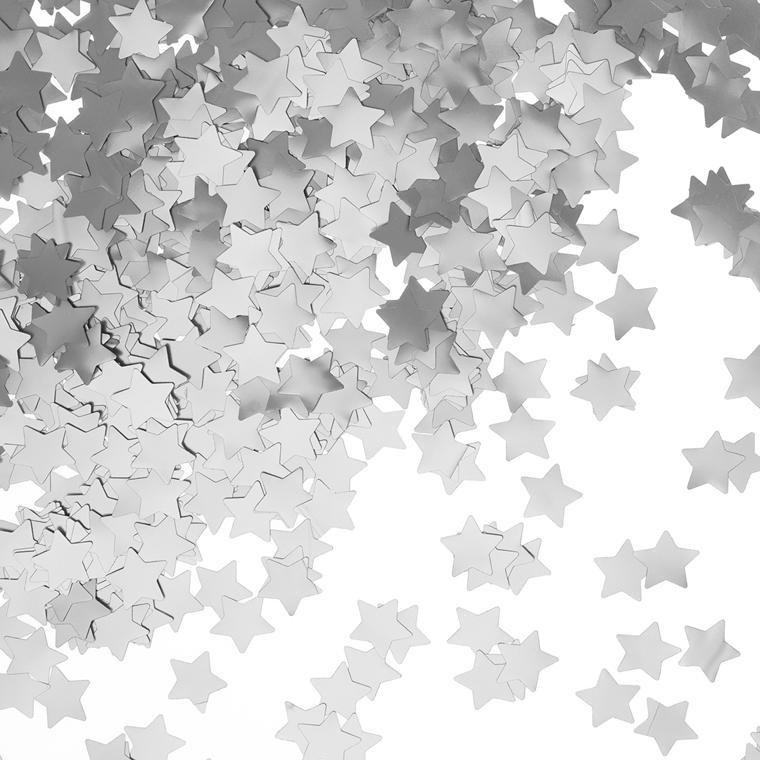 Конфетти фольга Звезда, Серебро, Хром, 1,5 см, 50 г.