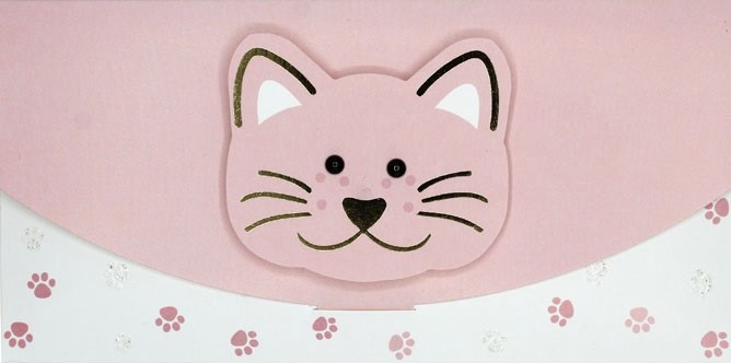 Конверт для денег 3D, Милая кошечка, Металлик, 1 шт.