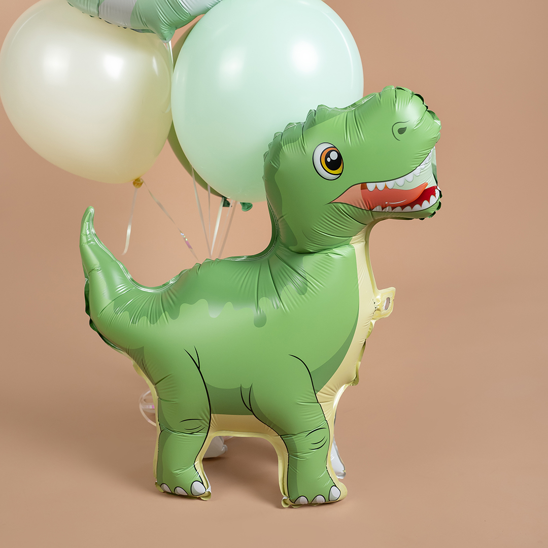 Шар 3D (24''/61 см) Фигура, Динозавр Тираннозавр, Зеленый, 1 шт.