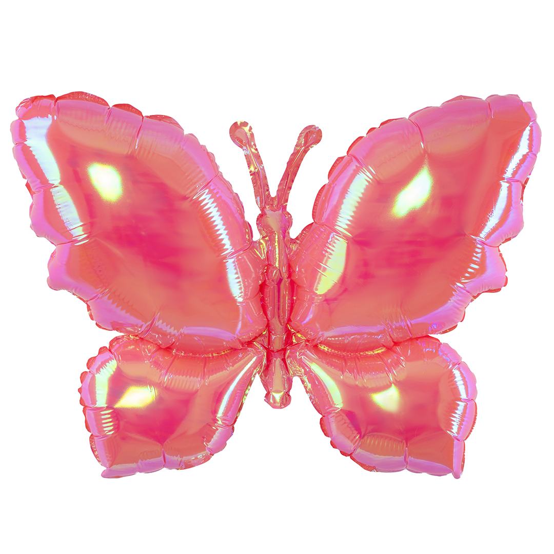 Шар (26''/66 см) Фигура, Бабочка (надув воздухом), Розовый, Хамелеон, 1 шт. в уп.