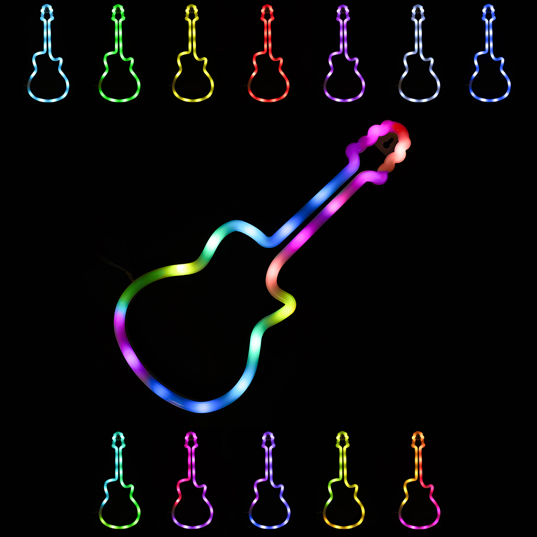 Световая фигура Гитара, пульт ДУ, 40*17 см. Разноцветный, 1 шт.