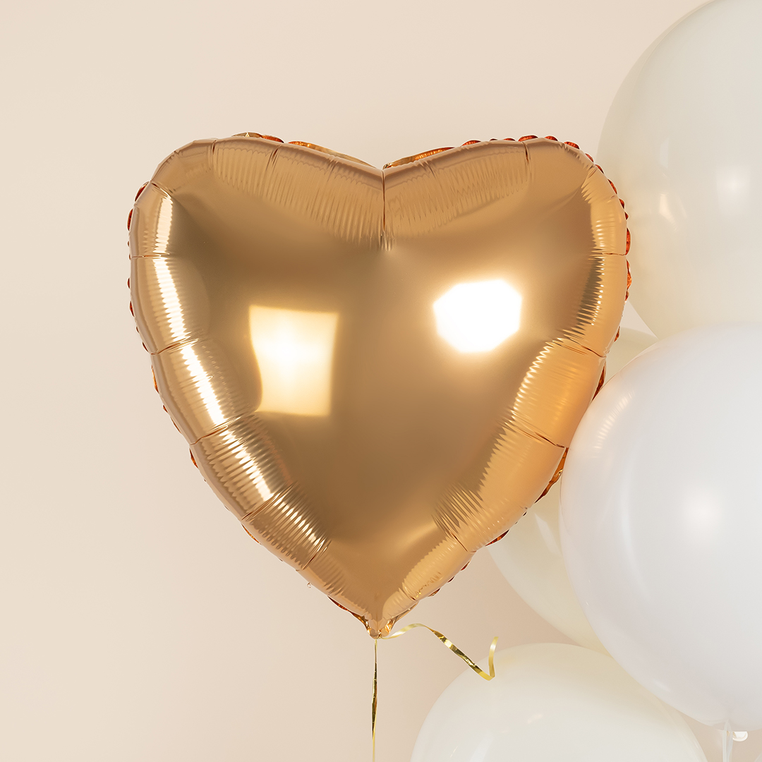 Шар (22''/56 см) Сердце, Золото, 1 шт. в уп.