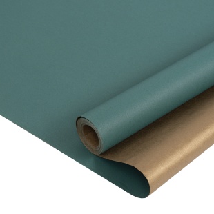 Упаковочная бумага, Крафт 60гр (0,68*10 м) Изумруд/Золото, 2 ст, 1 шт.