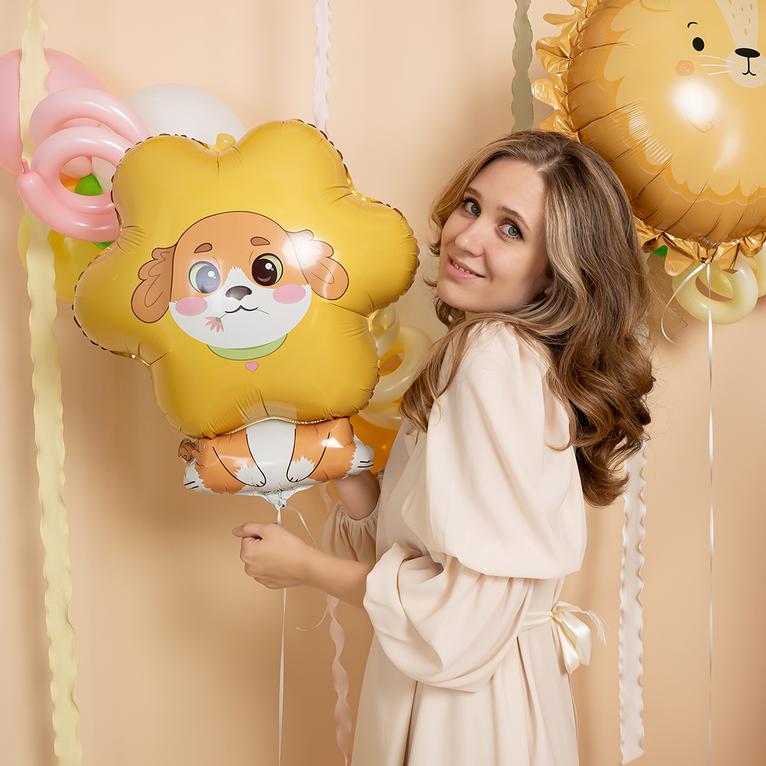 Шар (30''/76 см) Фигура, Песик Цветочек, 1 шт. в уп.