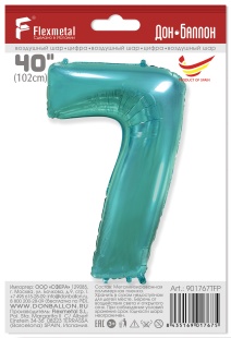Шар (40''/102 см) Цифра, 7, Тиффани, 1 шт. в уп.