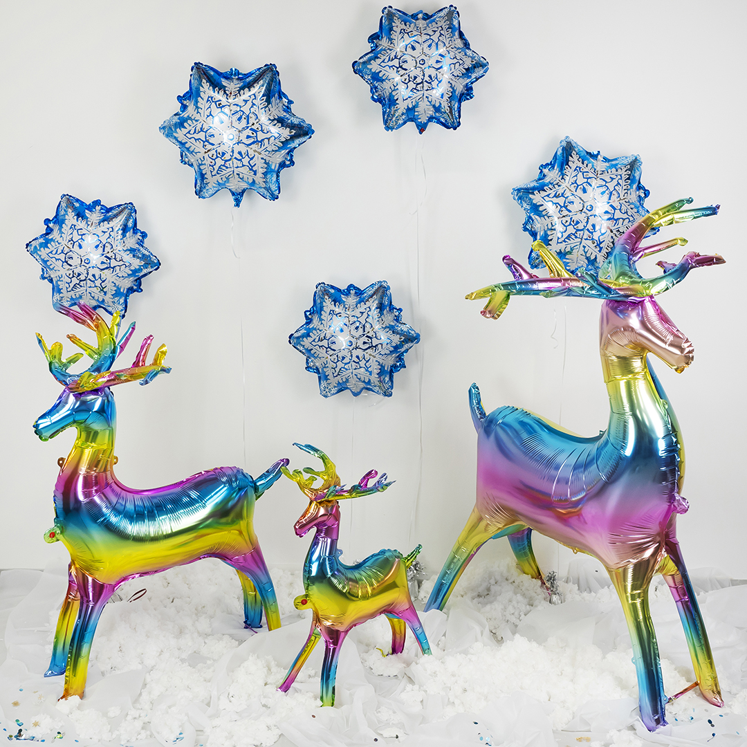 Шар 3D (69''/175 см) Фигура, Олень, Радужный, Градиент, 1 шт. в уп.