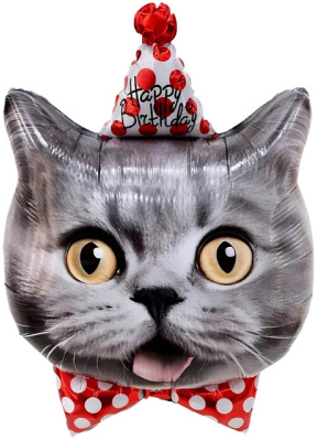 Шар (29''/74 см) Фигура, Котенок в колпачке, 1 шт.