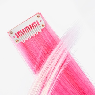 Цветная прядь для волос, Двухцветная, на заколке, 5,5 гр., Розовый/Светло-розовый, 50*3,3 см, 1 шт. 