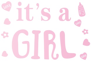 Наклейка It's a Girl, 19,5*27 см, Розовый, Перламутр, 1 шт.