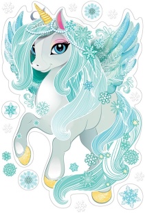 Наклейки Снежный единорог, 22*32 см, Голубой, 1 шт.