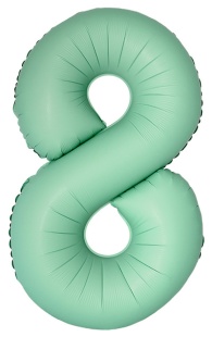 Шар (40''/102 см) Цифра, 8 Slim, Мятный, Матовый, 1 шт. в уп.